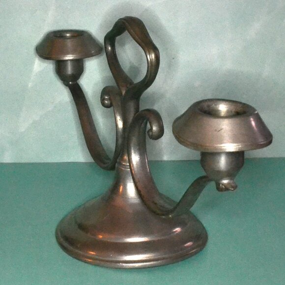 Continental Pewter Pair Of Candleholders Nicely Designed Home Decor - Picture 3 of 10